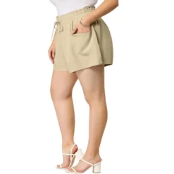 Agnes Orinda Women's Plus Pants Casual Drawstring Waist Shorts With Front Pokcets -Avenue Clothing Shop GUEST 6c0a8824 5ad5 4e0b abe4 31b0167add0f