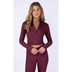 90 Degree By Reflex Interlink Ribbed Half Zip Long Sleeve Crop Top -Avenue Clothing Shop GUEST 6ccf5718 6dcc 49e5 a1cb 8929b251b133