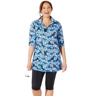 Swimsuits For All Women’s Plus Size Sun Resistant Quarter Zip Swim Top 5 Swimsuits For All Women’s Plus Size Sun Resistant Quarter Zip Swim Top - Image 3