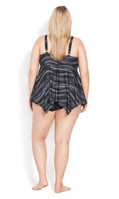 Women's Plus Size Hanky Print Tankini Top - Black Ripple | EVANS