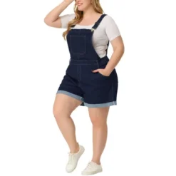 Agnes Orinda Women's Plus Size Adjustable Strap Pocket Roll Hem Denim Overall Jean Shorts -Avenue Clothing Shop GUEST 7015181a d11a 40cc b55b f65dc9196091