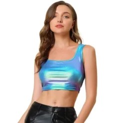 Allegra K Women's U Neck Sleeveless Party Clubwear Shiny Metallic Crop Tank Tops 28 Allegra K Women's U Neck Sleeveless Party Clubwear Shiny Metallic Crop Tank Tops -Avenue Clothing Shop GUEST 70e6f9a7 e993 4865 a561 072c8919e443