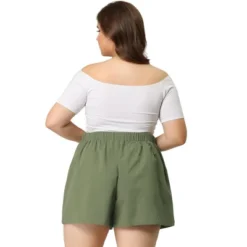 Agnes Orinda Women's Plus Size Pants Loose Slant Pocket Elastic Waist Straight Leg Shorts -Avenue Clothing Shop GUEST 723e7673 68fd 452d 9d4c ab99358d5719