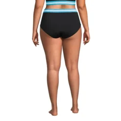 Lands' End Women's Chlorine Resistant Pocket High Waisted Bikini Swim Bottoms