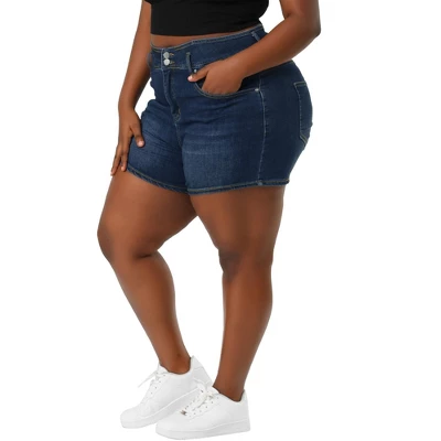 Agnes Orinda Women's Denim Plus Size High Waist With Pockets Stretchy Jean Shorts 8 Agnes Orinda Women's Denim Plus Size High Waist With Pockets Stretchy Jean Shorts - Image 6