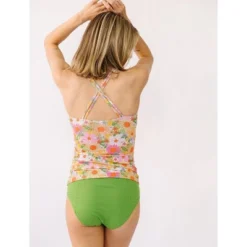 Lime Ricki Women's Garden Party Double-Cinch Tankini Top