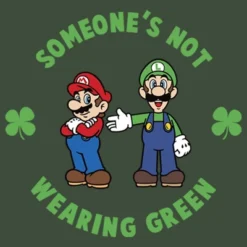 Junior's Nintendo Super And Luigi St. Patrick's Day Not Wearing Green Festival Muscle Tee
