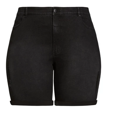 Women's Plus Size Giana Ripped Short - Black | AVENUE 4 Women's Plus Size Giana Ripped Short - Black | AVENUE - Image 2