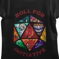Dungeons & Dragons Roll For Initiative Crew Neck Short Sleeve Black Women’s T-shirt