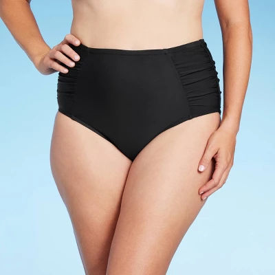 Women's UPF 50 Shirred Bikini Bottom - Aqua Green® Black 9 Women's UPF 50 Shirred Bikini Bottom - Aqua Green® Black - Image 7