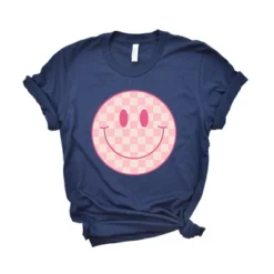 Simply Sage Market Women's Pink Checker Smiley Face Short Sleeve Graphic Tee -Avenue Clothing Shop GUEST 7a24e497 26b0 4e48 b502 cb83f0544fdb