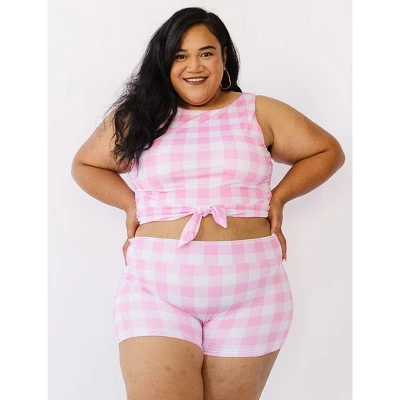 Lime Ricki Women's Pink Gingham Knotted Crop 6 Lime Ricki Women's Pink Gingham Knotted Crop - Image 4