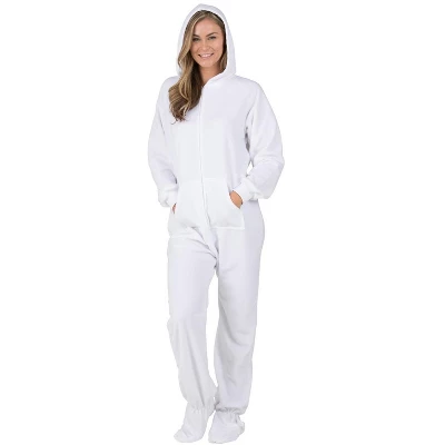 Footed Pajamas - Arctic White Adult Hoodie Fleece Onesie 3 Footed Pajamas - Arctic White Adult Hoodie Fleece Onesie
