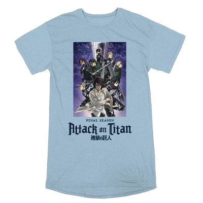 Attack On Titan Season 4 Final Season Artwork Crew Neck Short Sleeve Celadon Women's Night Shirt 4 Attack On Titan Season 4 Final Season Artwork Crew Neck Short Sleeve Celadon Women's Night Shirt - Image 2