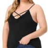 Agnes Orinda Plus Size Camisole For Women Contrast Lace Criss Cross V Neck Spaghetti Strap Top -Avenue Clothing Shop GUEST 7d6418dd 97d1 475a 8e14 b1b457fe3700