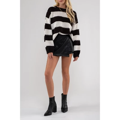 August Sky Women's Faux Leather Wrap Skort 6 August Sky Women's Faux Leather Wrap Skort - Image 4