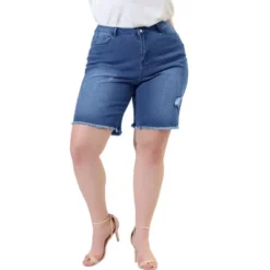 Agnes Orinda Women's Plus Size Denim Shorts Mid Rise Ripped Frayed Bermuda Jean Shorts -Avenue Clothing Shop GUEST 859ff9ac 6718 4b0e ae6d b7e17402d02d