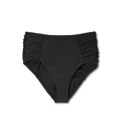 Women's UPF 50 Shirred Bikini Bottom - Aqua Green® Black 7 Women's UPF 50 Shirred Bikini Bottom - Aqua Green® Black - Image 5