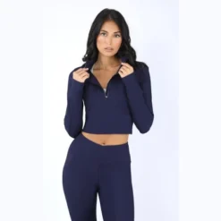 90 Degree By Reflex Interlink Ribbed Half Zip Long Sleeve Crop Top -Avenue Clothing Shop GUEST 86d4a1fc 04fd 4228 9351 47a52017e9a2