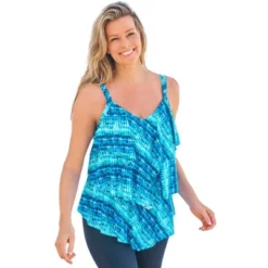 Swim 365 Women’s Plus Size Longer-Length Tiered-Ruffle Tankini Top -Avenue Clothing Shop GUEST 8864c750 e057 4d16 9cdd 01f4924c6275