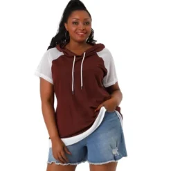 Agnes Orinda Women's Plus Size Hoodies Raglan Short Sleeve Drawstring Top -Avenue Clothing Shop GUEST 8ae799df 199e 4170 b68c c0c3b1e267ea