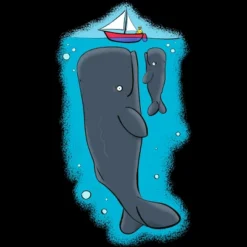 Women's Design By Humans Cute Whales And Sailing Boat Cartoon Illustration By Thefrogfactory Racerback Tank Top