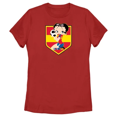 Women's Betty Boop Spain Soccer Badge T-Shirt 5 Women's Betty Boop Spain Soccer Badge T-Shirt - Image 3