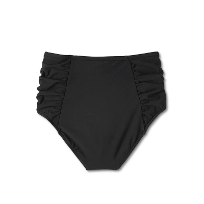 Women's UPF 50 Shirred Bikini Bottom - Aqua Green® Black 8 Women's UPF 50 Shirred Bikini Bottom - Aqua Green® Black - Image 6