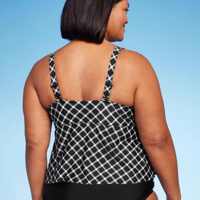 Women's V-Neck Gingham Cropped Tankini Top - Kona Sol™ Multi 3 Women's V-Neck Gingham Cropped Tankini Top - Kona Sol™ Multi
