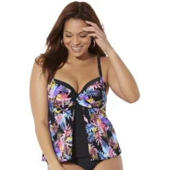 Swimsuits For All Women’s Plus Size Faux Flyaway Underwire Tankini Top -Avenue Clothing Shop GUEST 99fed816 c014 4717 94bd 6ff870043281