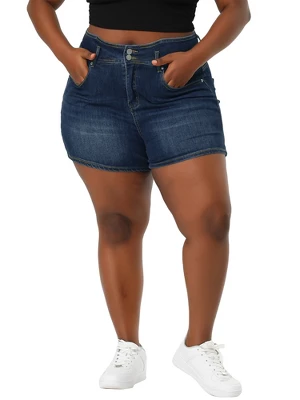 Agnes Orinda Women's Denim Plus Size High Waist With Pockets Stretchy Jean Shorts 5 Agnes Orinda Women's Denim Plus Size High Waist With Pockets Stretchy Jean Shorts - Image 3