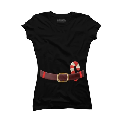 Junior's Design By Humans Christmas Candy Cane Belt By BenX T-Shirt 6 Junior's Design By Humans Christmas Candy Cane Belt By BenX T-Shirt - Image 4