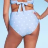 Women's Polka Dot Ruched Extra High Waist Medium Coverage Bikini Bottom - Kona Sol™ Blue