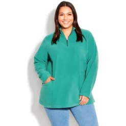 Women's Plus Size Polar Fleece Pocket Tunic - Jade | AVENUE -Avenue Clothing Shop GUEST a39614ee 7630 4380 9e62 b08c610d8fe0