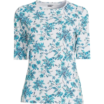 Lands' End Women's Crew Neck Elbow Sleeve Rash Guard UPF 50 Sun Protection Modest Swim Tee 14 Lands' End Women's Crew Neck Elbow Sleeve Rash Guard UPF 50 Sun Protection Modest Swim Tee - Image 12