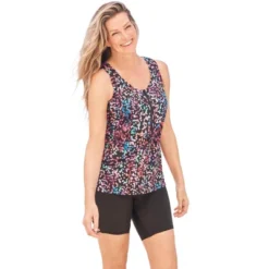 Swim 365 Women’s Plus Size Zip Front Posture Bra Tankini Top -Avenue Clothing Shop GUEST a7ade4c2 2815 4073 8d24 2ad284e73957