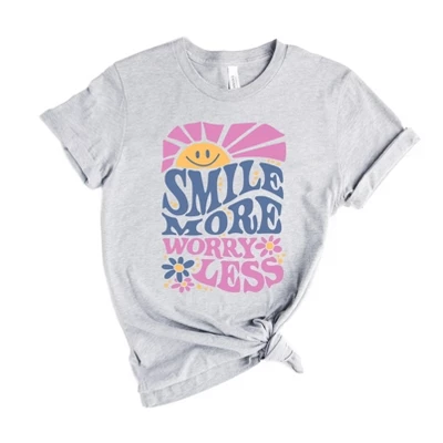 Simply Sage Market Women's Smile More Worry Less Sunshine Short Sleeve Graphic Tee 5 Simply Sage Market Women's Smile More Worry Less Sunshine Short Sleeve Graphic Tee - Image 3