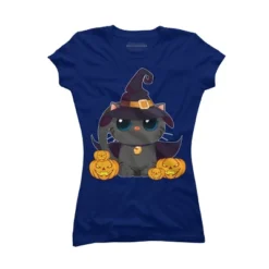 Junior's Design By Humans Black Cat With Jack O Lantern Halloween Shirt By Thebeardstudio T-Shirt -Avenue Clothing Shop GUEST ad77314c 6674 4564 925e 27b6e9a4c370