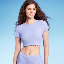 Women's Ruffle Detail Ribbed Short Sleeve Cropped Rashguard - Wild Fable™ Purple 9 Women's Ruffle Detail Ribbed Short Sleeve Cropped Rashguard - Wild Fable™ Purple -Avenue Clothing Shop GUEST ae778006 d718 4b51 af3b 2a50e3c3e5f4