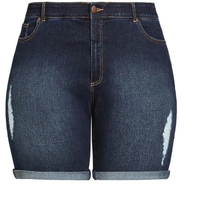 Women's Plus Size Giana Ripped Short - Dark | AVENUE 4 Women's Plus Size Giana Ripped Short - Dark | AVENUE - Image 2