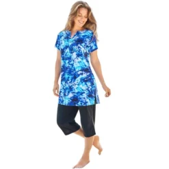 Swim 365 Women’s Plus Size Longer Length Short-Sleeve Swim Tunic -Avenue Clothing Shop GUEST b4be07ed b211 4af8 986c 7b512407444b