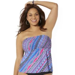 Swimsuits For All Women’s Plus Size Smocked Bandeau Tankini Top -Avenue Clothing Shop GUEST bab10321 0b1b 4a62 8929 988b8e72bc5c