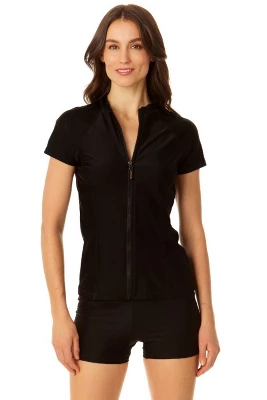 Coppersuit - Women's Short Sleeve Zip Front Rashguard Swimsuit Top 8 Coppersuit - Women's Short Sleeve Zip Front Rashguard Swimsuit Top - Image 6