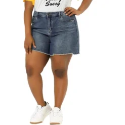 Agnes Orinda Women's Plus Size Raw Hem Slash Pocket Casual Denim Shorts -Avenue Clothing Shop GUEST bd423a2b 06ad 4247 9194 515b8ef6b5fc