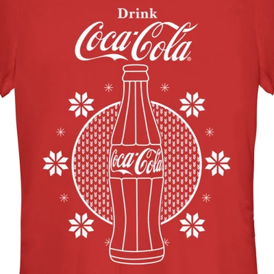 Coca-Cola Junior's Coca Cola Christmas Snowflakes Bottle T-Shirt 3 Coca-Cola Junior's Coca Cola Christmas Snowflakes Bottle T-Shirt