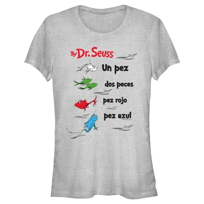 Junior's Dr. Seuss One Fish Two Fish Red Fish Blue Fish Spanish T-Shirt 5 Junior's Dr. Seuss One Fish Two Fish Red Fish Blue Fish Spanish T-Shirt - Image 3