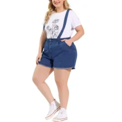Agnes Orinda Women's Plus Size Denim Jumpsuit Shorts Fray Pocket Overalls Short Pants -Avenue Clothing Shop GUEST c4938c9d 89db 4289 93bf cb9a3d668d5d
