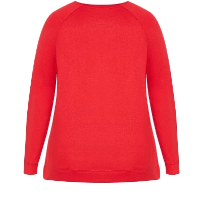 Women's Plus Size Multi Tree Sweat Top - Red | AVENUE 7 Women's Plus Size Multi Tree Sweat Top - Red | AVENUE - Image 5