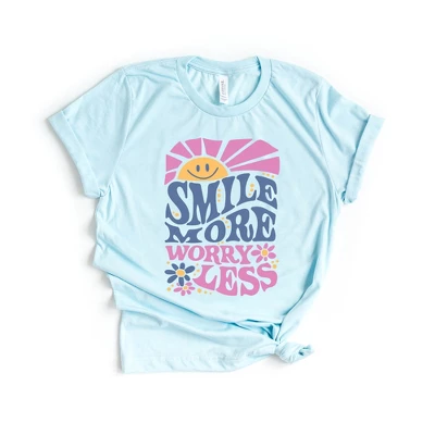 Simply Sage Market Women's Smile More Worry Less Sunshine Short Sleeve Graphic Tee 4 Simply Sage Market Women's Smile More Worry Less Sunshine Short Sleeve Graphic Tee - Image 2