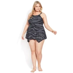 Women's Plus Size Hanky Print Tankini Top - Black Ripple | EVANS -Avenue Clothing Shop GUEST c778e13f 4dc8 4c07 9faa 1e6772ec8501
